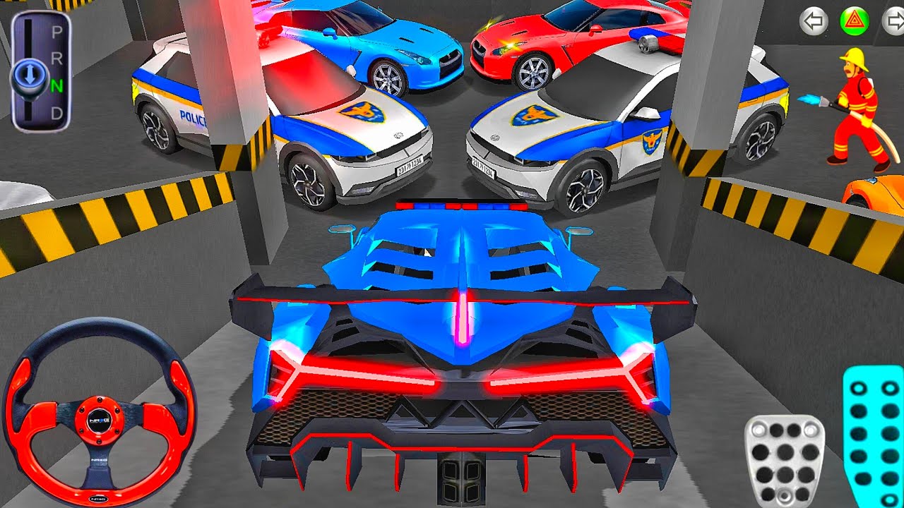 New Blue High-Speed Police Car 🚓 Stuck in Parking Garage 🅿️ 3D Driving Class 2025 🎮 Android iOS Game