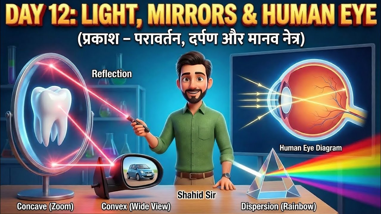 CTET Science Day 12: Light (Reflection & Refraction) | Concave vs Convex Mirror