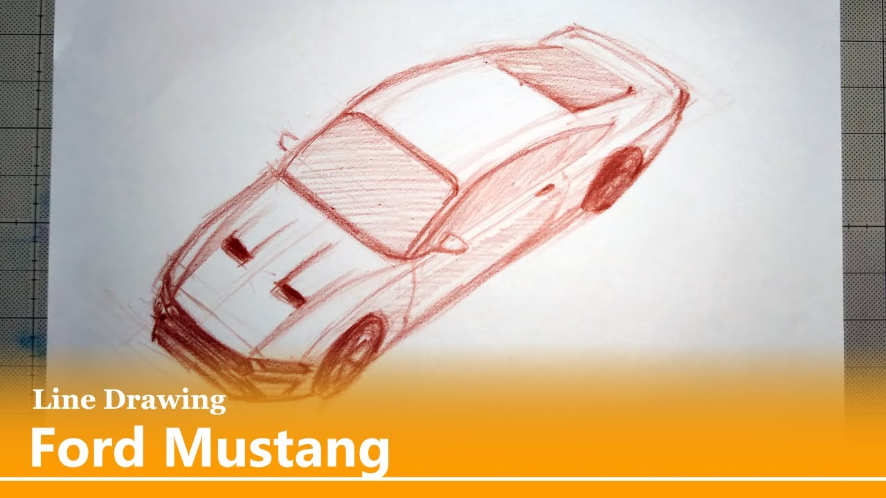 Line Drawing: Ford Mustang High-angle view