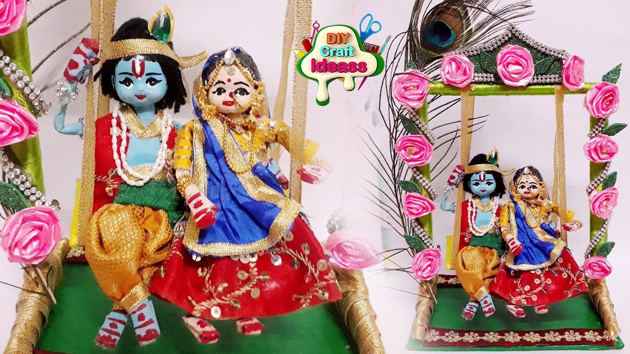 Radha Krishna Making | Newspaper Craft | DIY | jhula making idea|Newspaper Doll | dasara golu dolls/