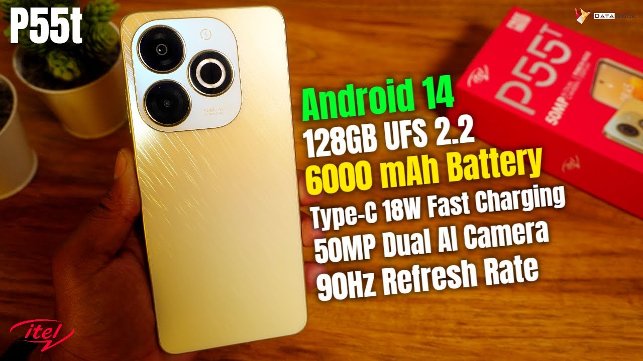 itel P55t Smartphone with Android 14, 128GB Rom with UFS 2.2, 90Hz Display, 6000mAh with 18W Fast
