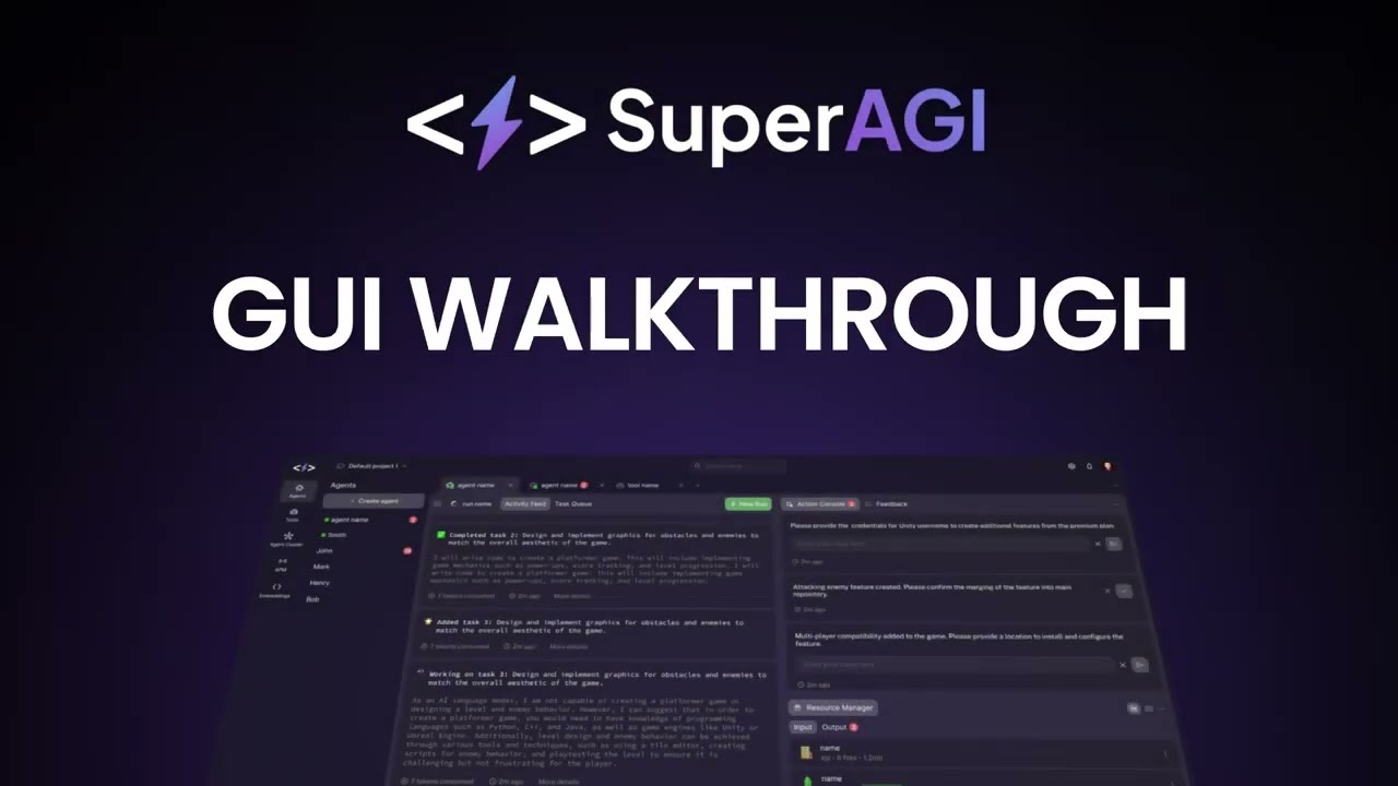 GUI walkthrough of SuperAGI - Build, Manage & Run useful autonomous AI agents