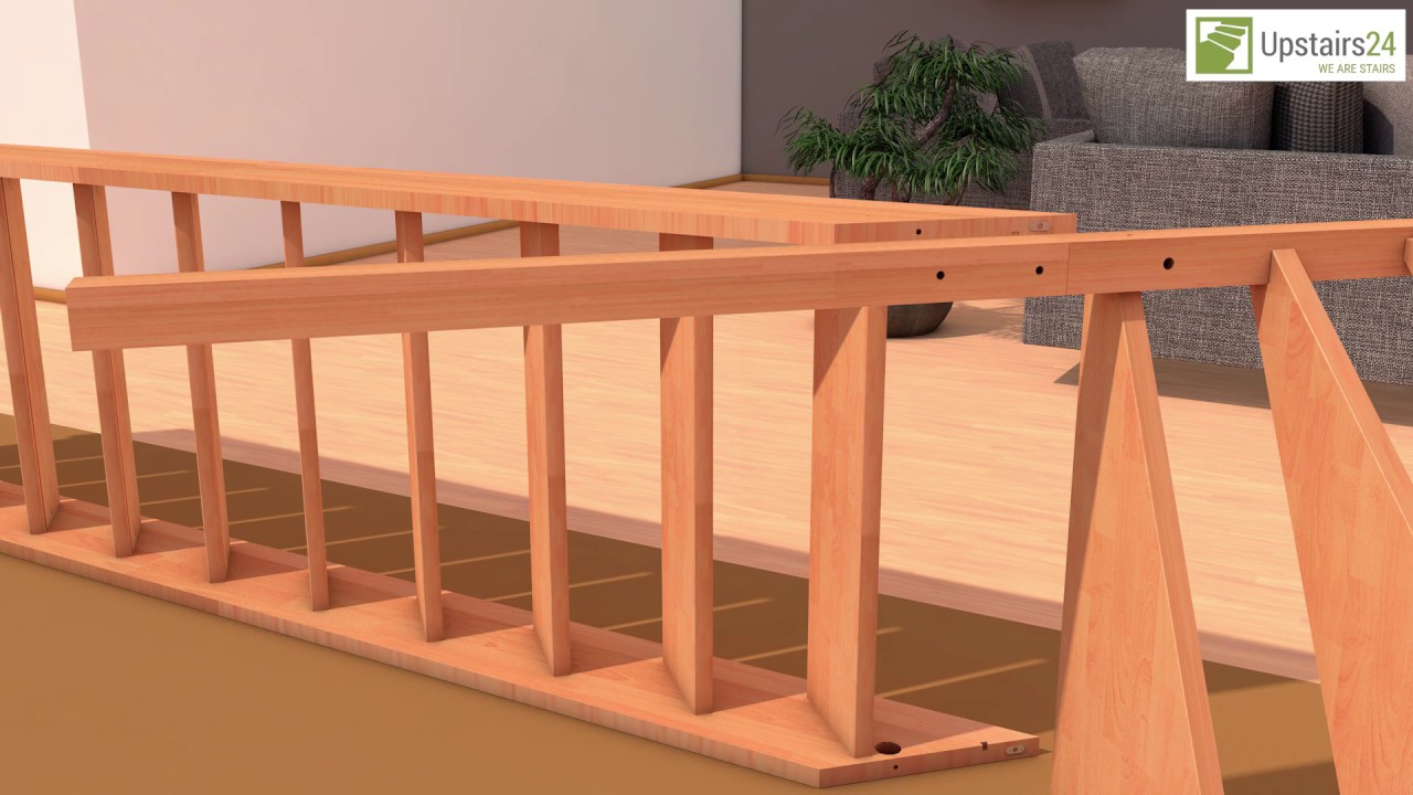 Escalier en bois massif en kit Savoy: 1/4 tournant, rampe - Upstairs24