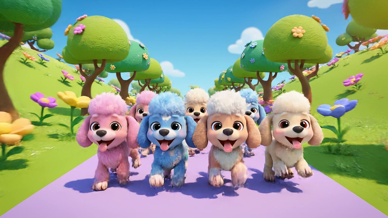 Cinco Colas de Cachorro que se Mueven | Canciones de Perritos y Rimas Infantiles