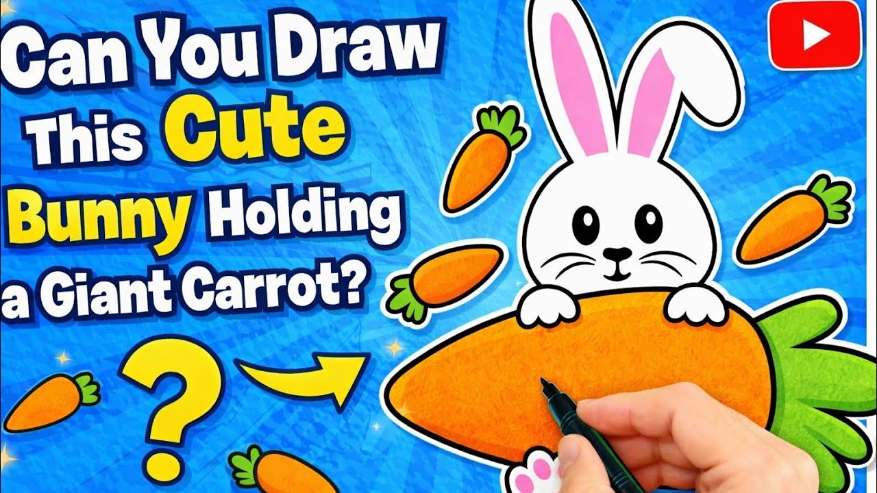Can You Draw This Cute Bunny Holding a Giant Carrot