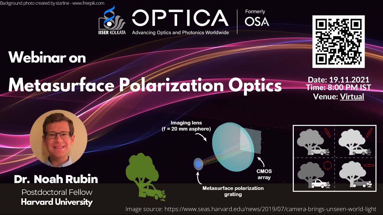 OPTICA Lecture-Metasurface Polarization Optics | Dr. Noah Rubin