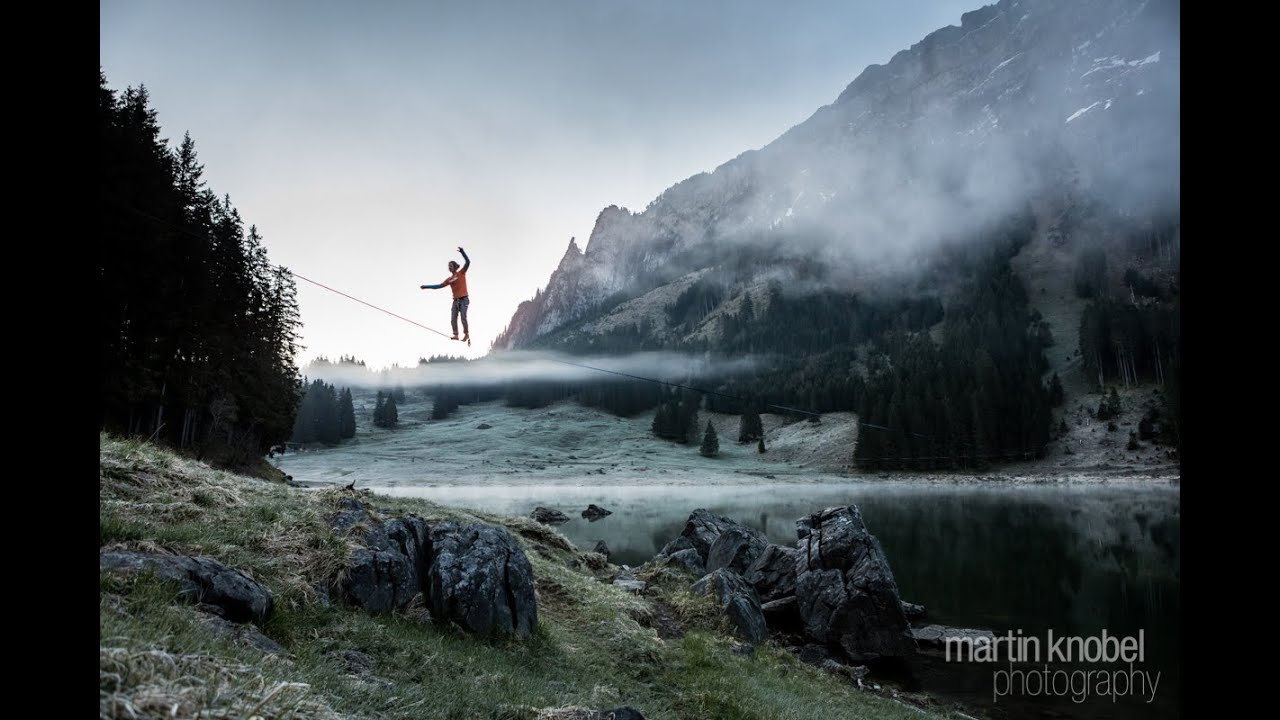 Waterline World Record above ice cold Water: 370m walked by Samuel Volery