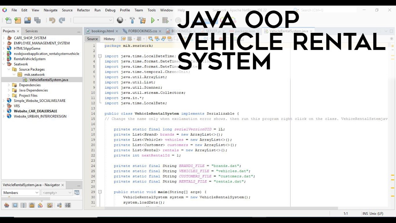 🔥 Vehicle Rental System in Java  ArrayList, Object Serialization & CRUD Operations - Netbeans 22