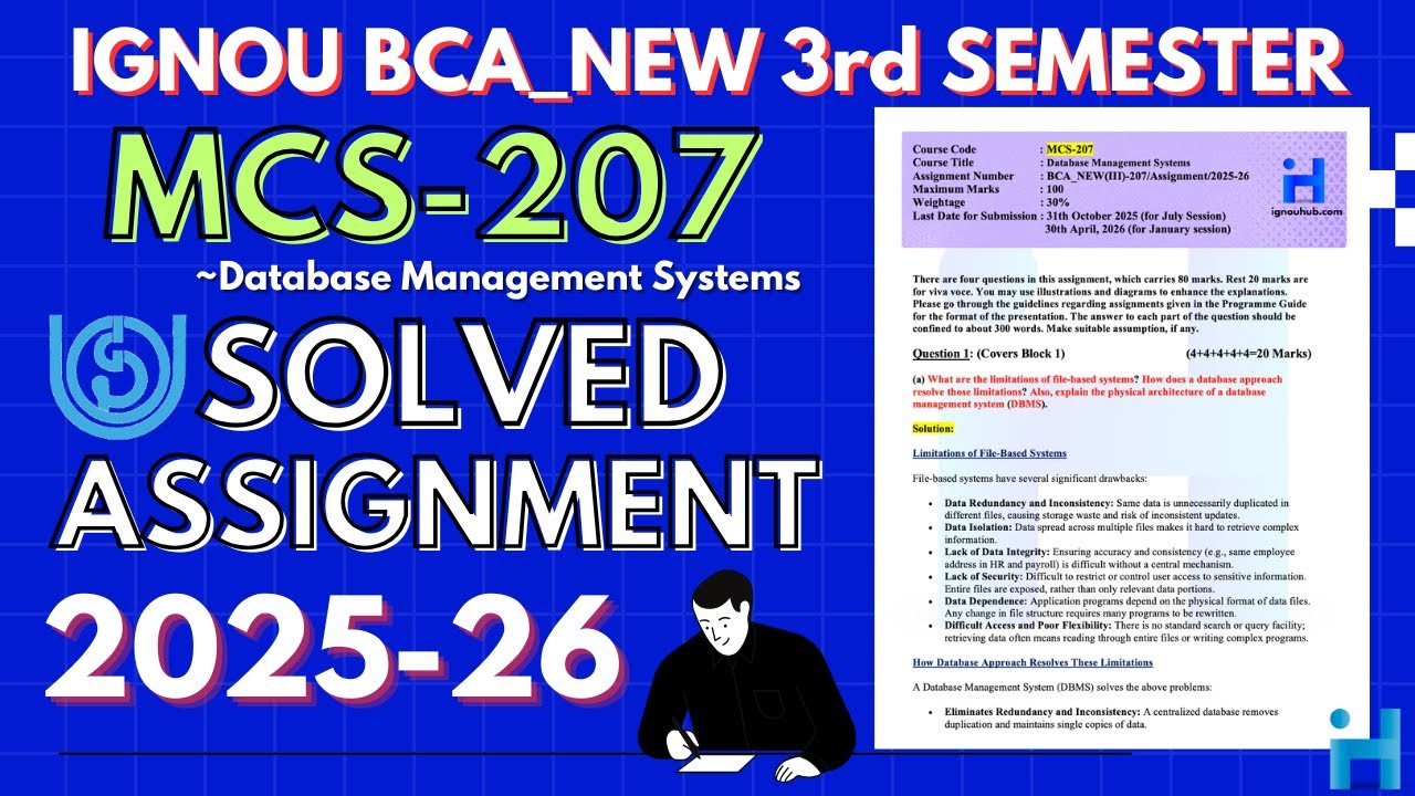 MCS-207 Solved Assignment July 2025 / Jan 2026 || BCA_NEW 3rd Semester Solved Assignment  2025-26
