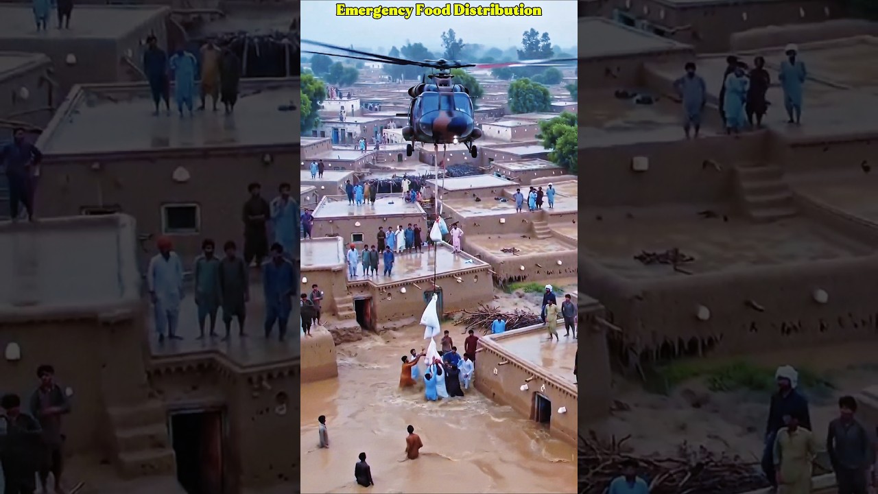 Punjab Flood Relief Operation | Helicopter Aid & Ration Distribution. #viral #floodinpakistan