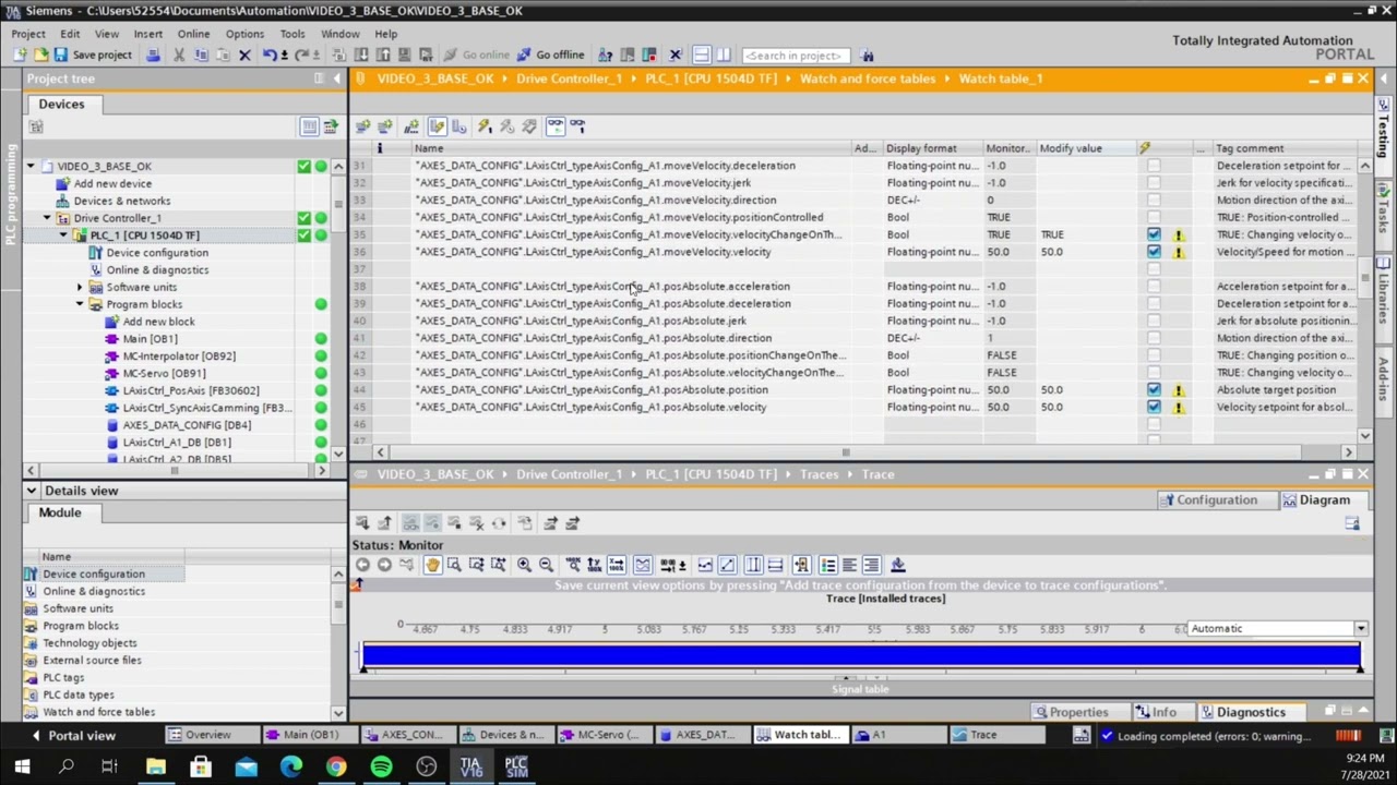 Sincronización (Engranes y Levas) y pruebas con PLC Sim Advanced