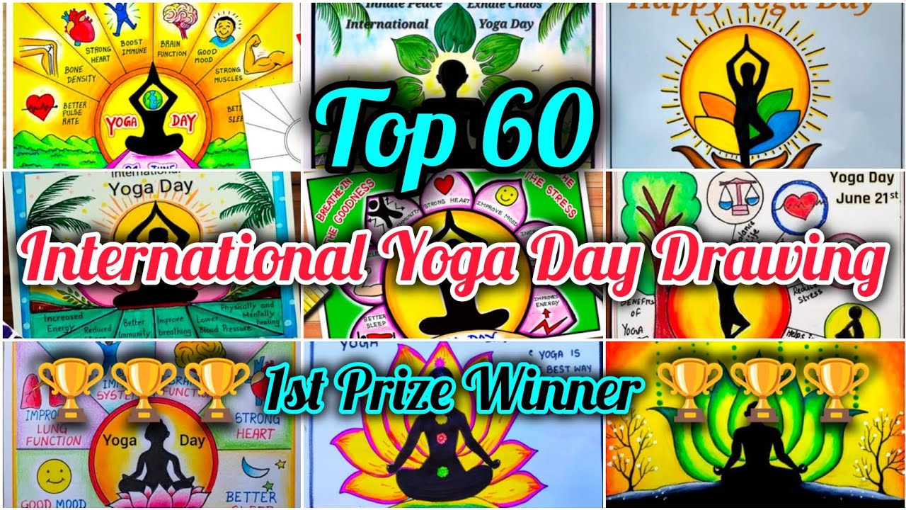International Yoga Day Poster Drawing // 1st Prize winner🏆 drawings // Top 60 Yoga Day Best Drawing