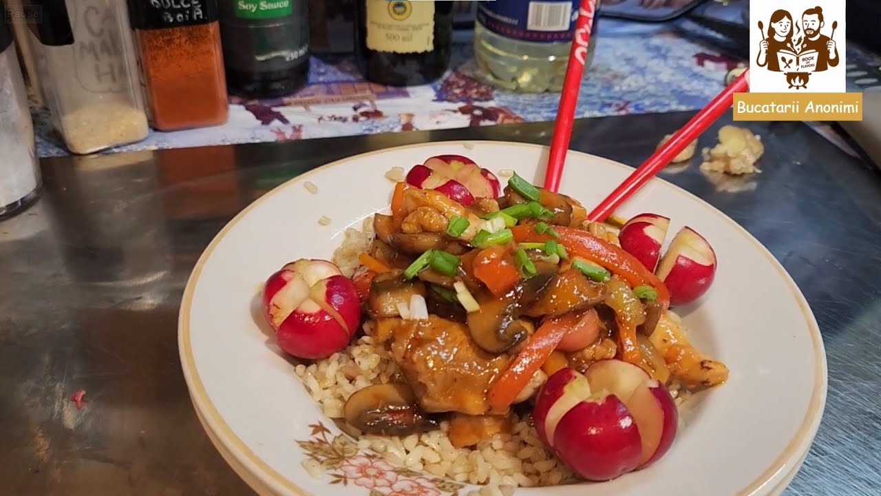 Sweet and spicy chilli - pui cu legume, orez cu ghimbir, ridichi | Ce gatim in seara asta?