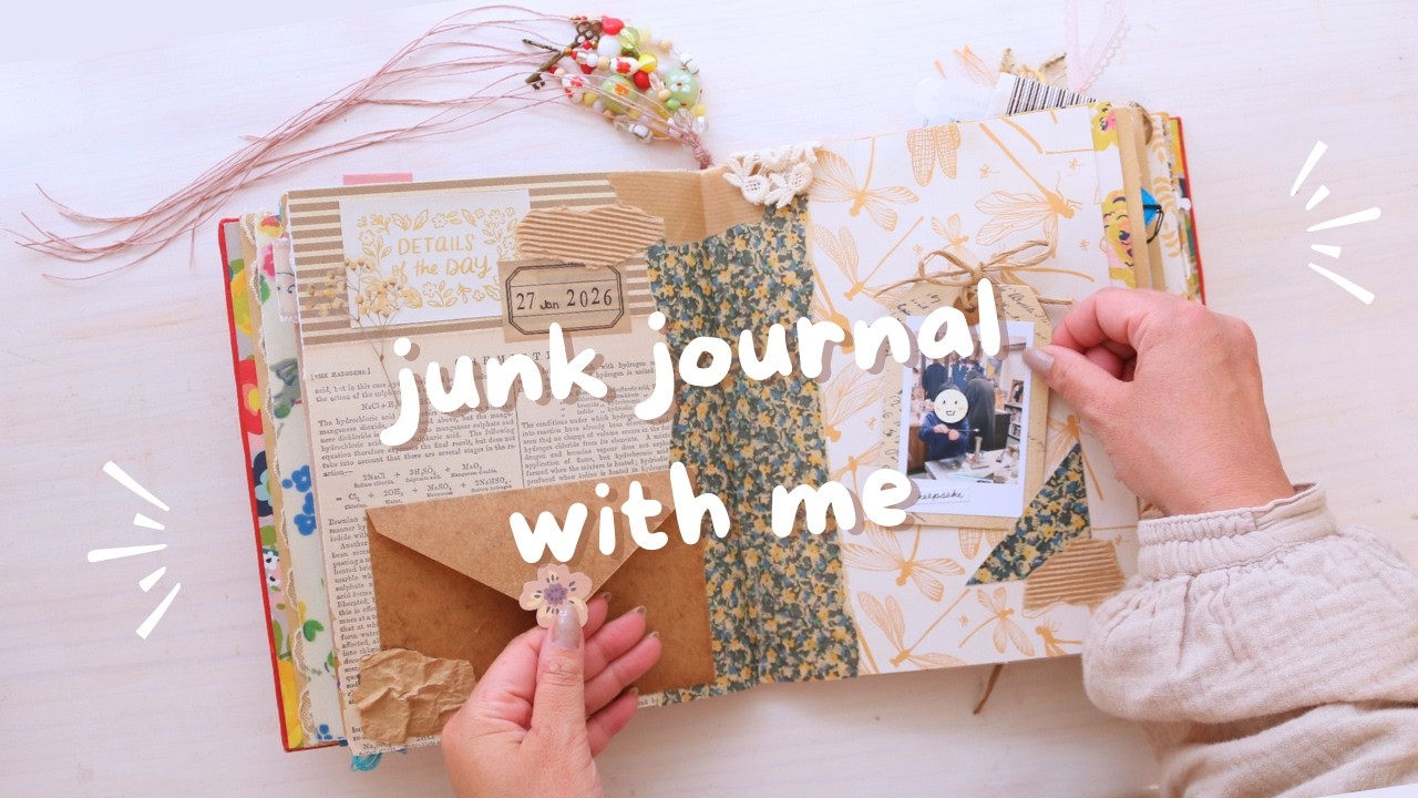 junk journal with me | vintage layout for our tonbo-dama day
