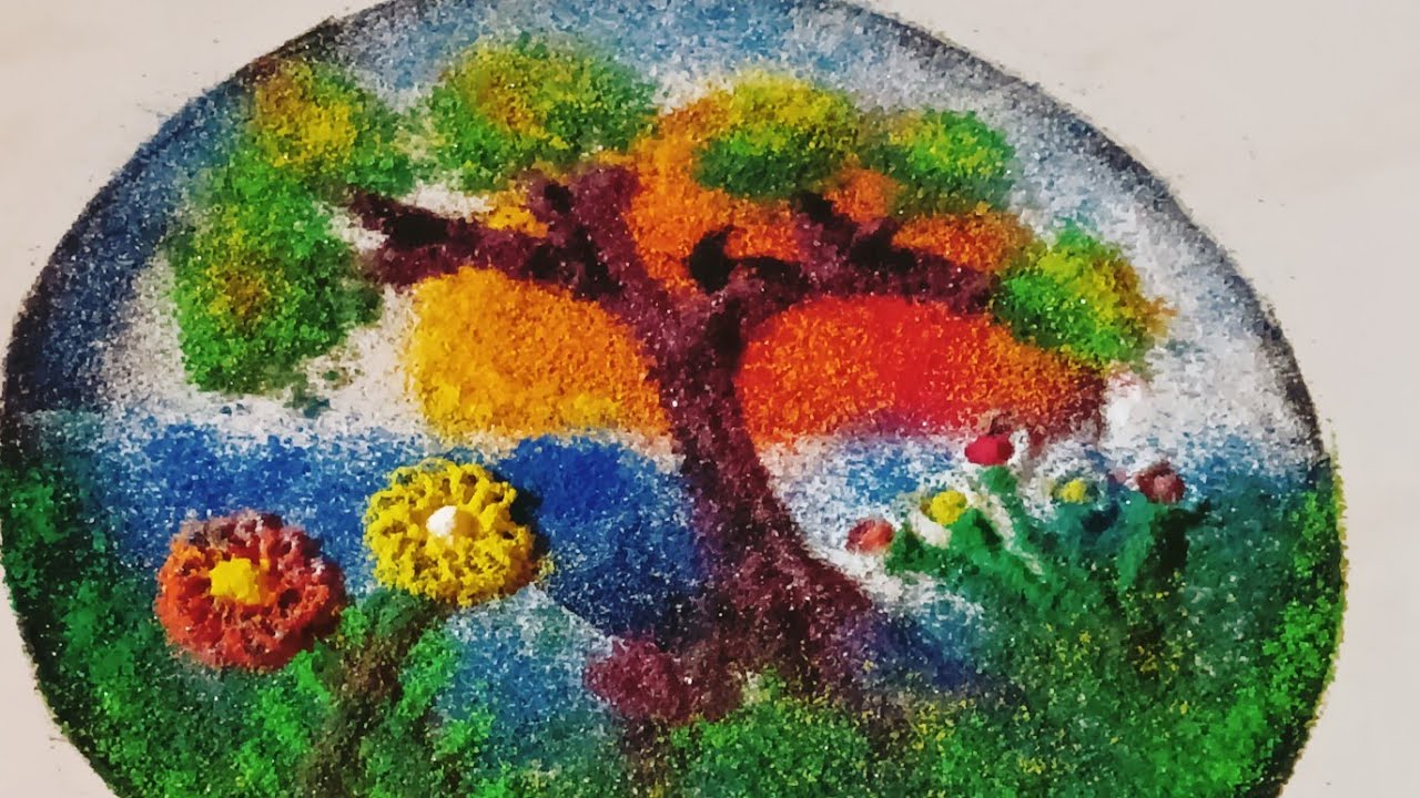 3D nature Rangoli design || Nature Rangoli || Save tree,Save world || Mamata's Creatives.