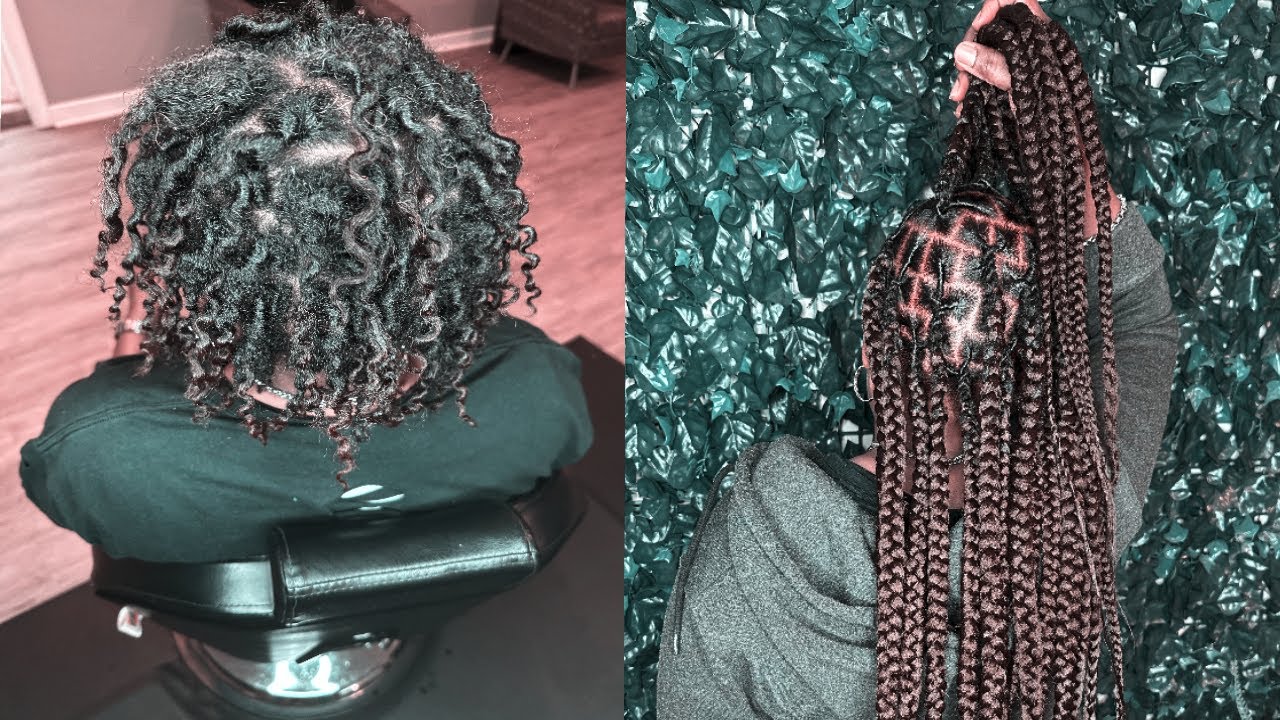 knotless braids over locs
