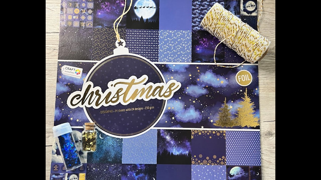 14 Weihnachstkarten mit dem 30x30 Actionblock - Christmas blau/ Craftsensations - Turorial