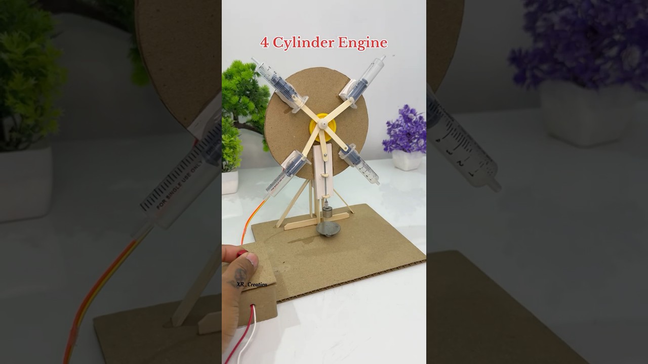 Powerful Hammer Machine with 4Cylinder engine #schoolproject #tech #experiment #project #dcmotor