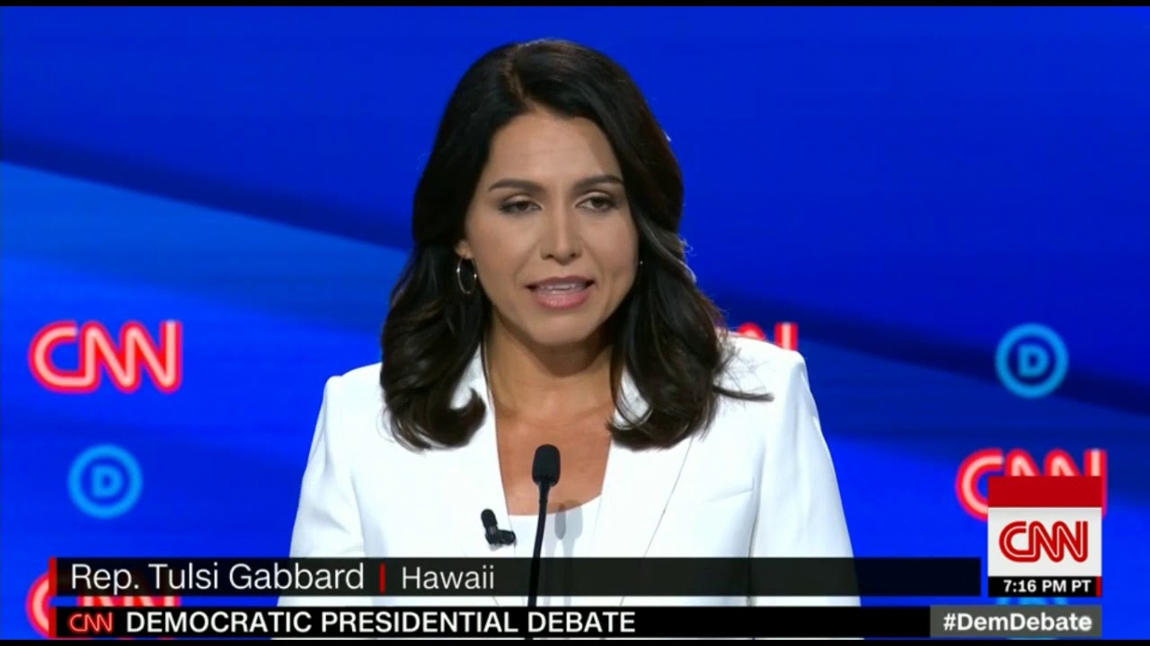 Gabbard and Yang discuss foreign policy - CNN Democratic Presidential Debates 7-31-2019