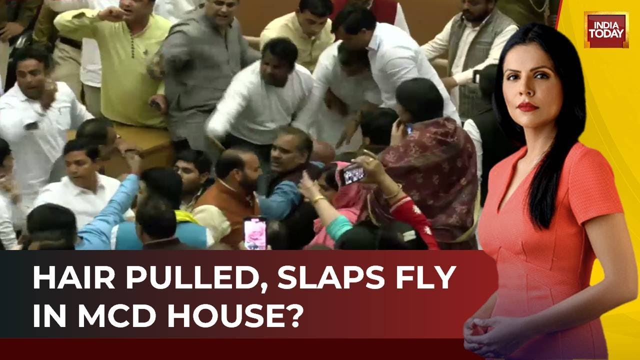Watch BJP And AAP Councillors Clashed Again Inside The Delhi Civic Centre