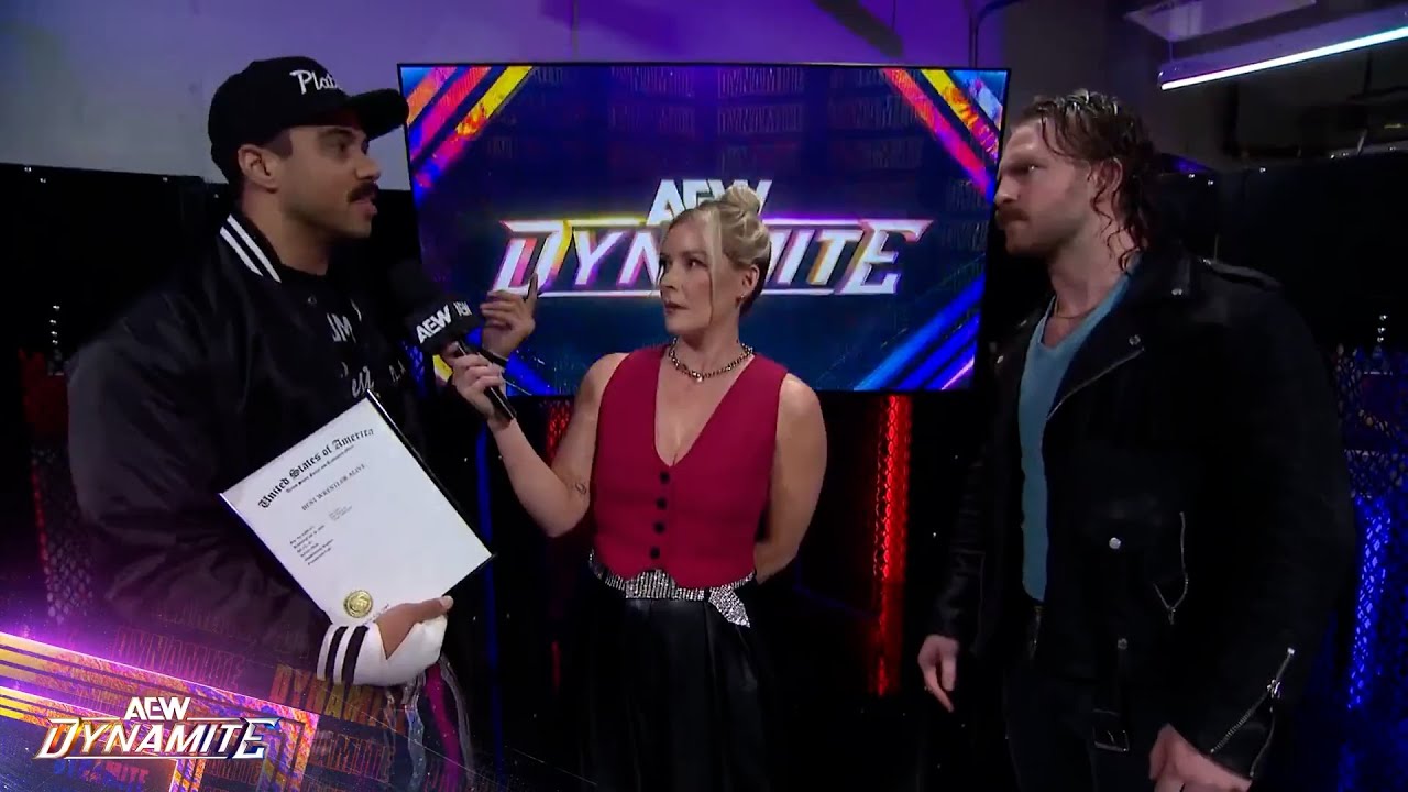 Max Caster interrupts Hangman Adam Page with a 
