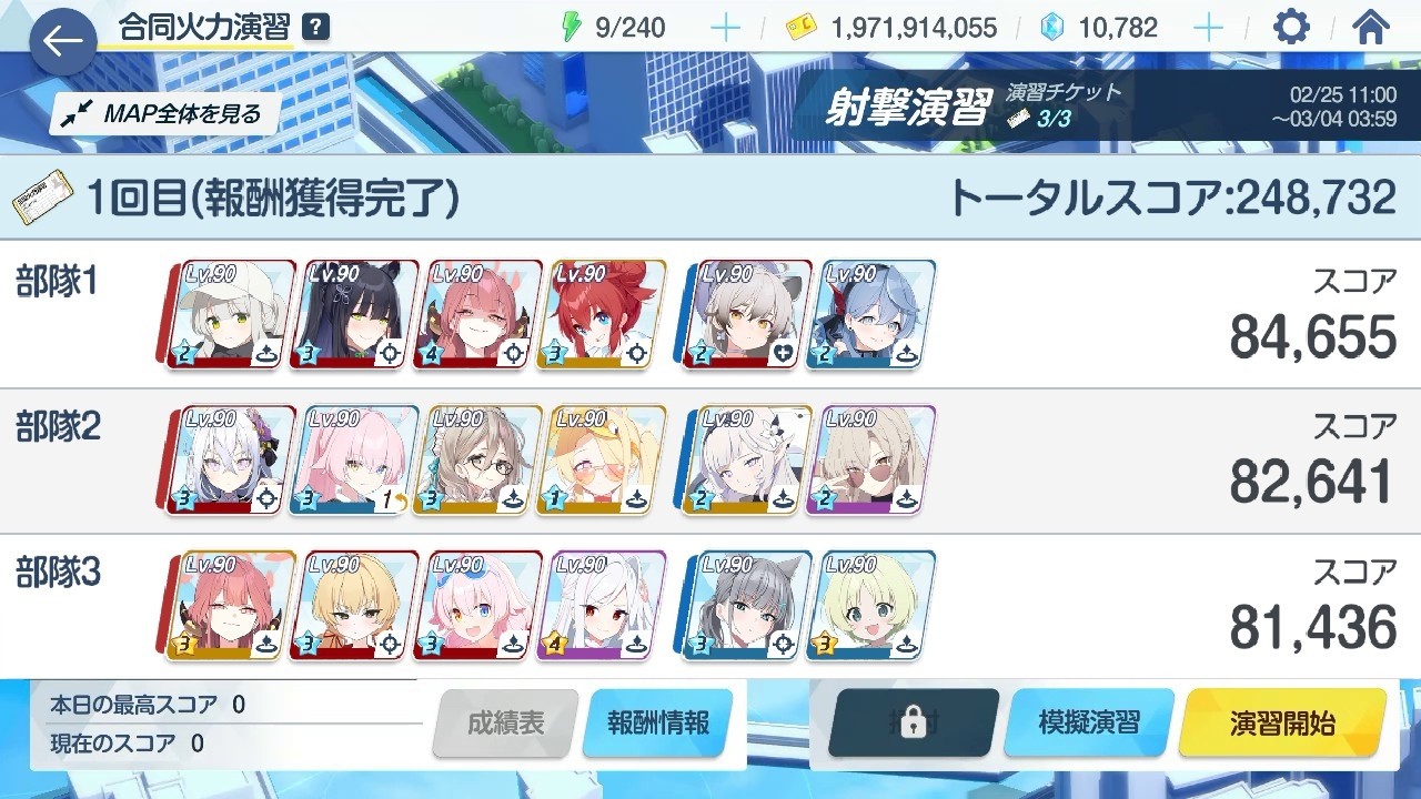 ブルアカ 合同火力演習 S49 被りなし 248,732