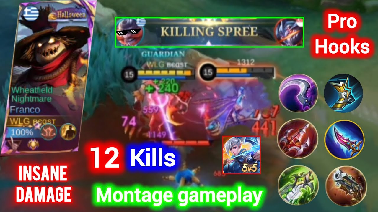 FRANCO 12 KILLS INSANE DAMAGE MONTAGE GAMEPLAY BEST DAMAGE BUILD EVER!/MLBB