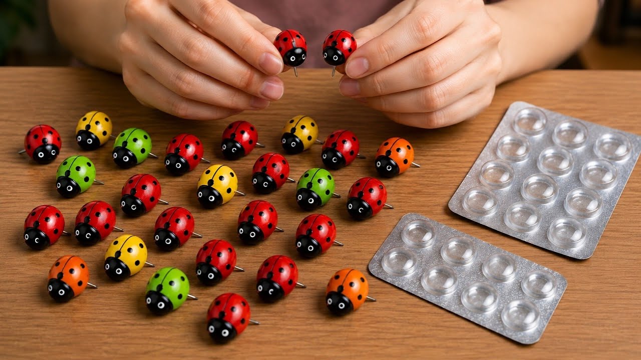 Я никогда не выбрасываю флаконы из-под таблеток! 🐞 Я сделала из них 20 пар сережек в виде божьих ...