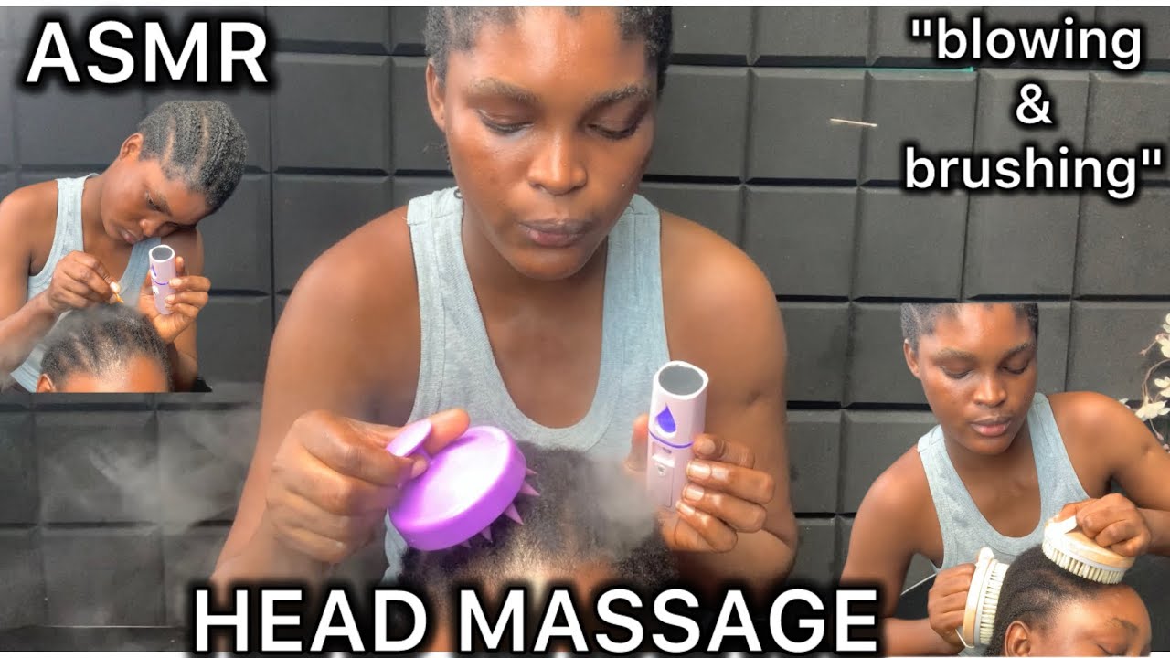 ASMR | Head oil massage,blowing,brushing,mist spraying with tingly mouth sounds for good sleep 
