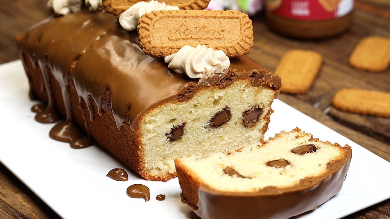 Lotus Biscoff loaf cake recipe 👌/easy Lotus cake with Biscoff cream inside it 😋😋