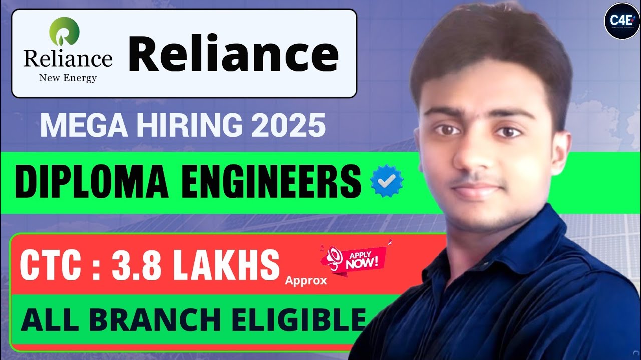 Reliance Energy Mega Hiring 2026। Diploma Engineers। CTC : 3.8 LAKHS। Permanent Job। Diploma Jobs 