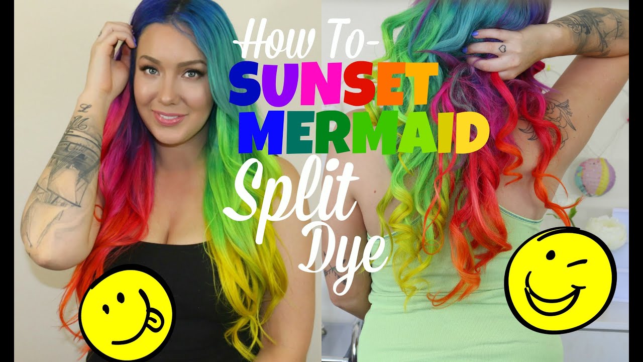 HOW TO- Sunset Mermaid SPLIT DYE Ombre! | Jade Madden