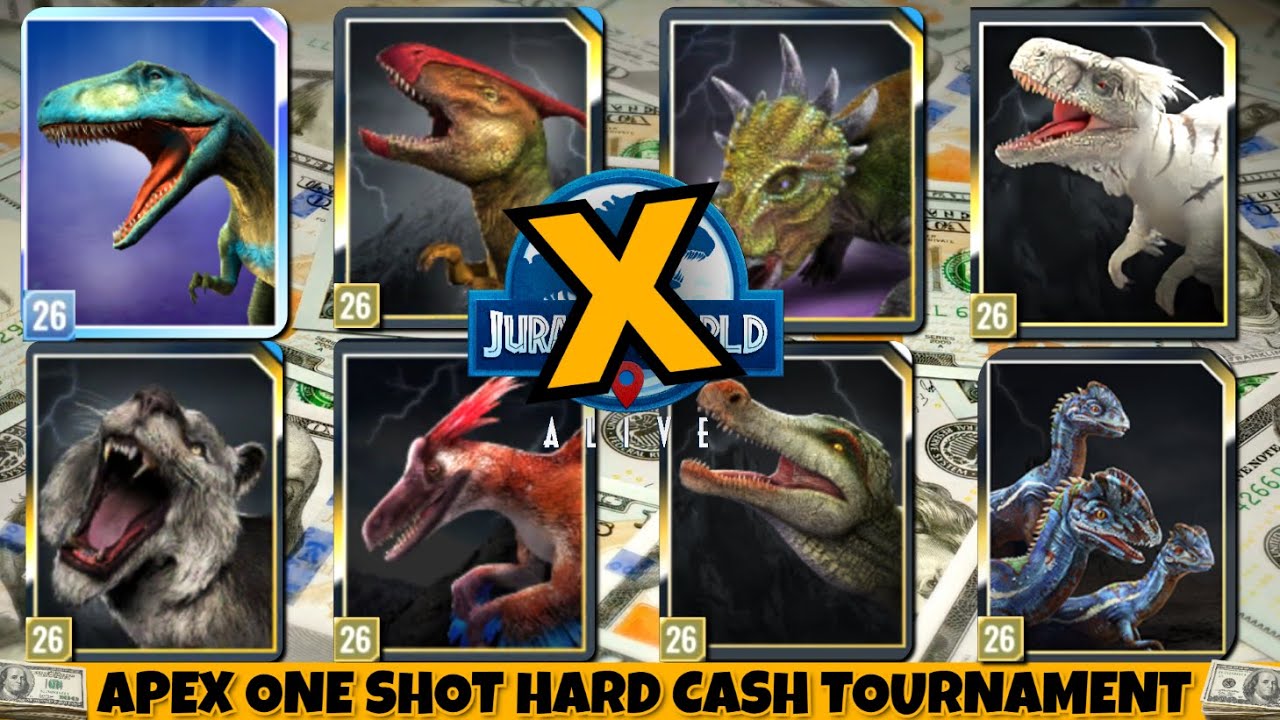 Rajadorixis Debuts. Sinraptor Dominates. APEX ONE SHOT Tournament! (Jurassic World Alive PVP)