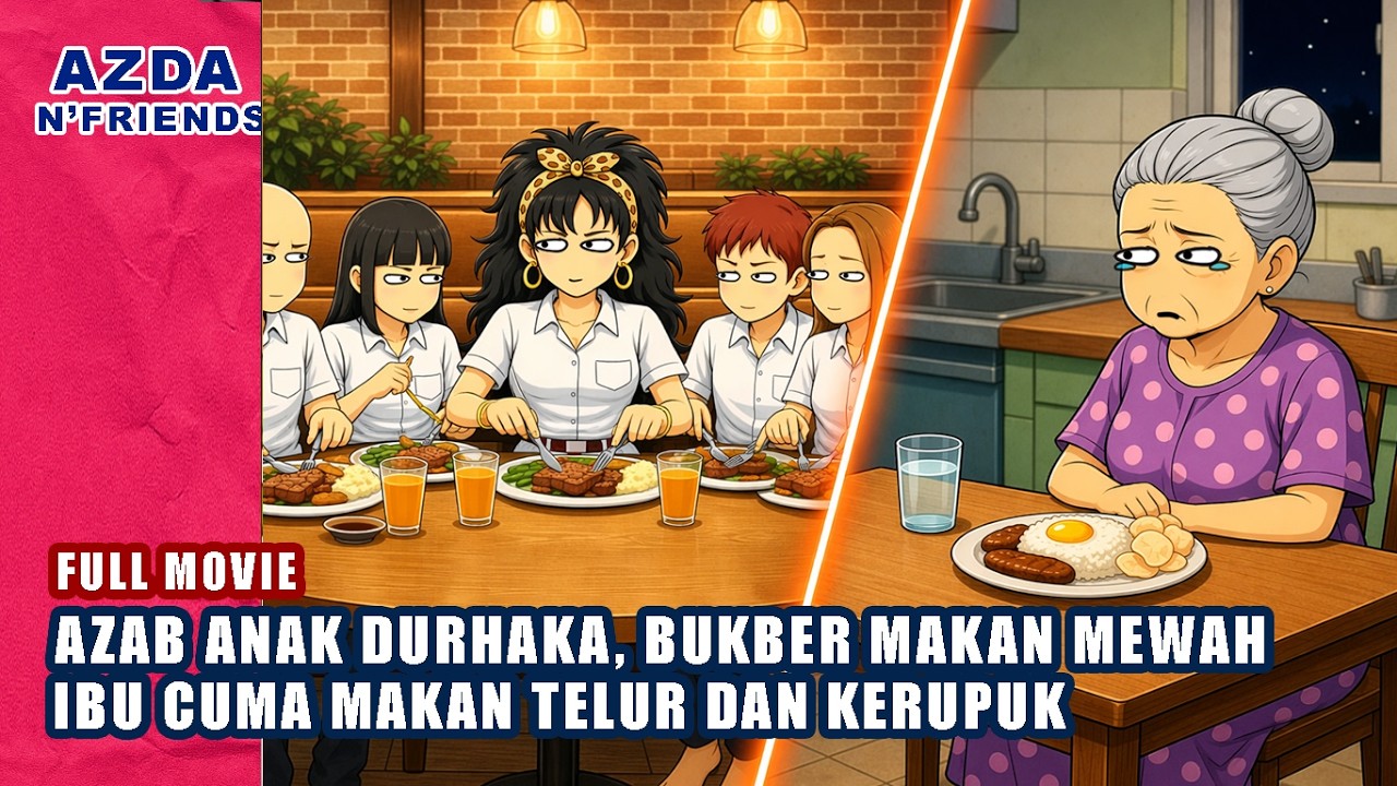 AZZAB ANAK DURHAKA BUKBER MAKAN MEWAH,  IBU CUMA MAKAN TELUR DAN KERUPUK Full Movie | Azda n friends