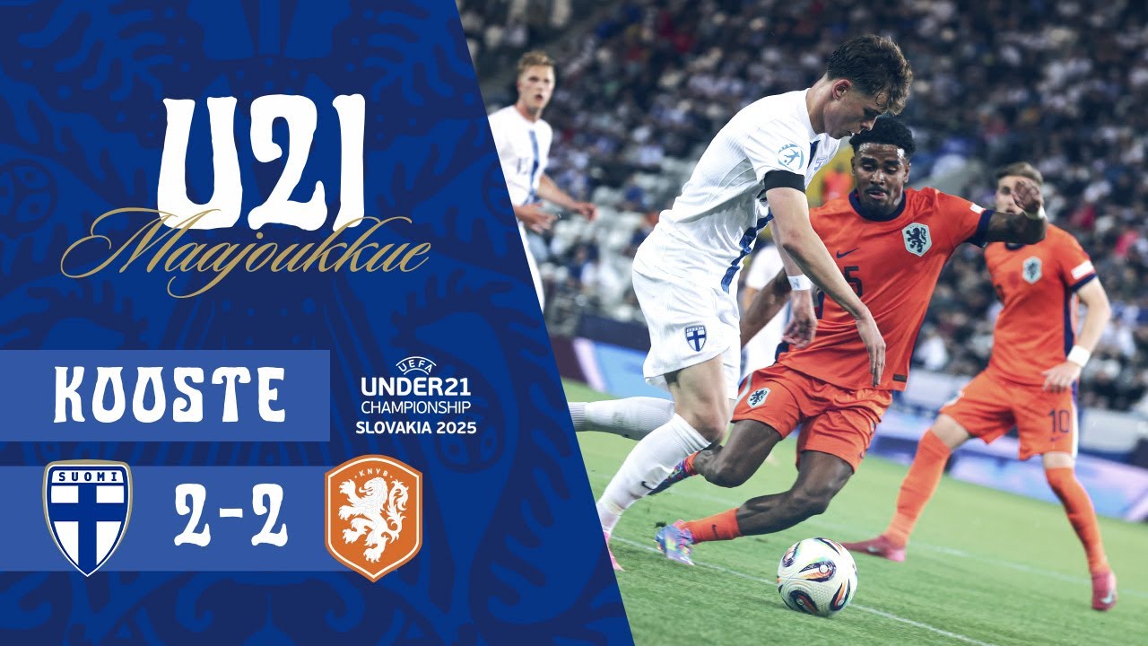 U21 Highlights (12 min.): Suomi–Hollanti 2–2 | UEFA U21 EURO 2025 -lopputurnaus | 12.6.2025
