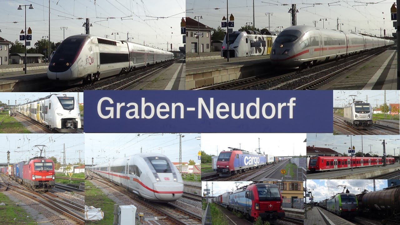 Zugverkehr in Graben-Neudorf mit ICEs TGV S-Bahn RheinNeckar SÜWEX und ganz vielen Güterzügen