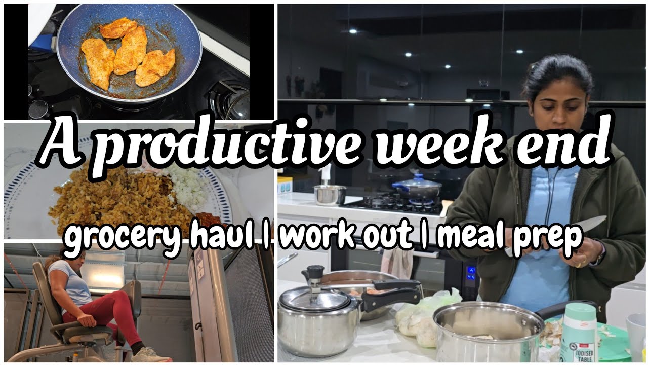 A productive relaxing weekend|workout|meal prep|grocery|working mom weekend preparations