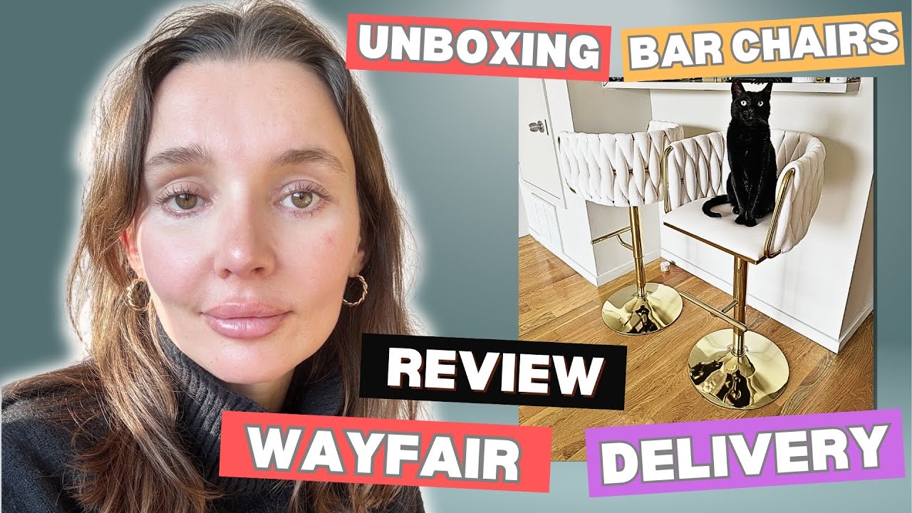 My Honest Review – Unboxing 2 Adjustable Velvet Bar Stools with Gold Base | Fast & Easy Assembly! 😊