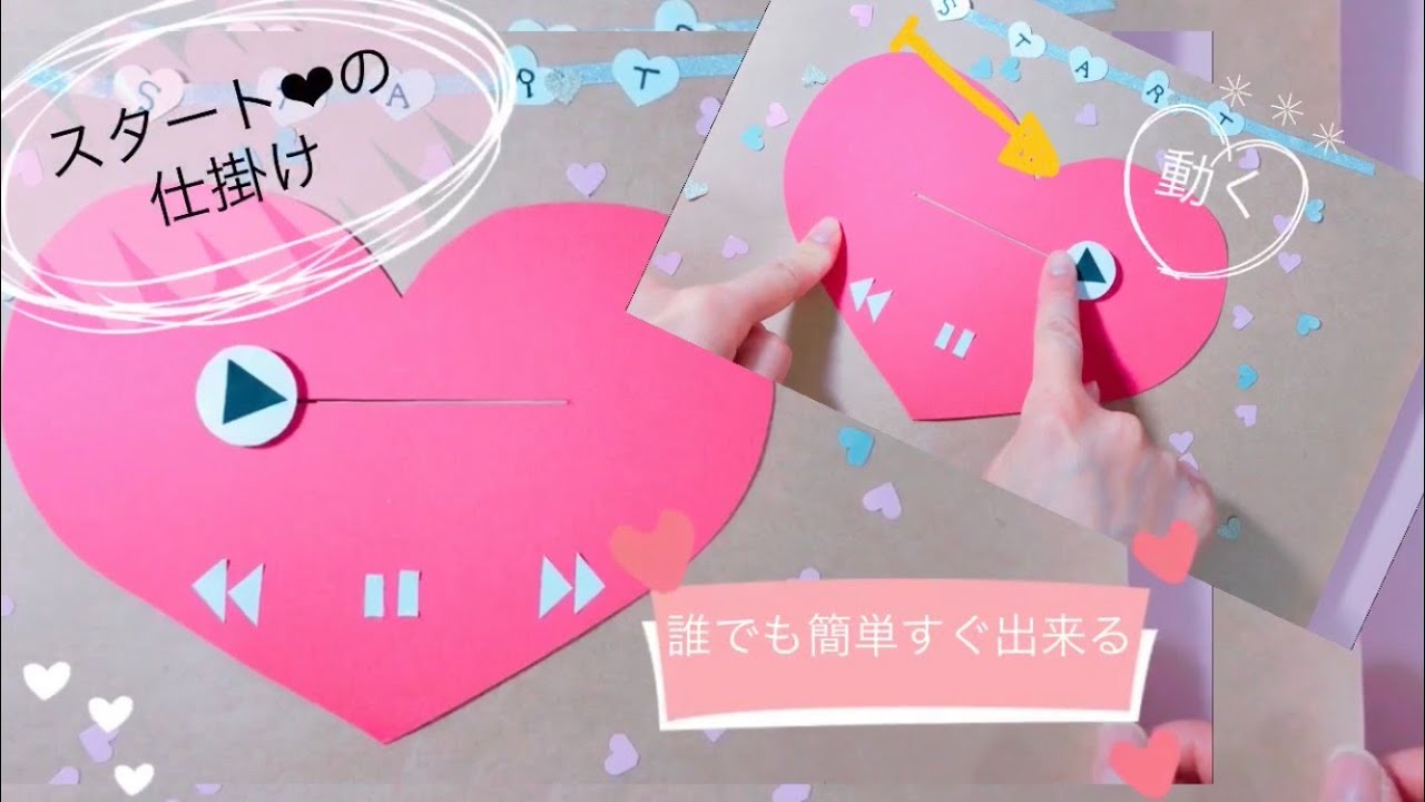 ☆手作りアルバム☆簡単すぐできる可愛いシンプル❤ハートのスタート仕掛けパーツ❤