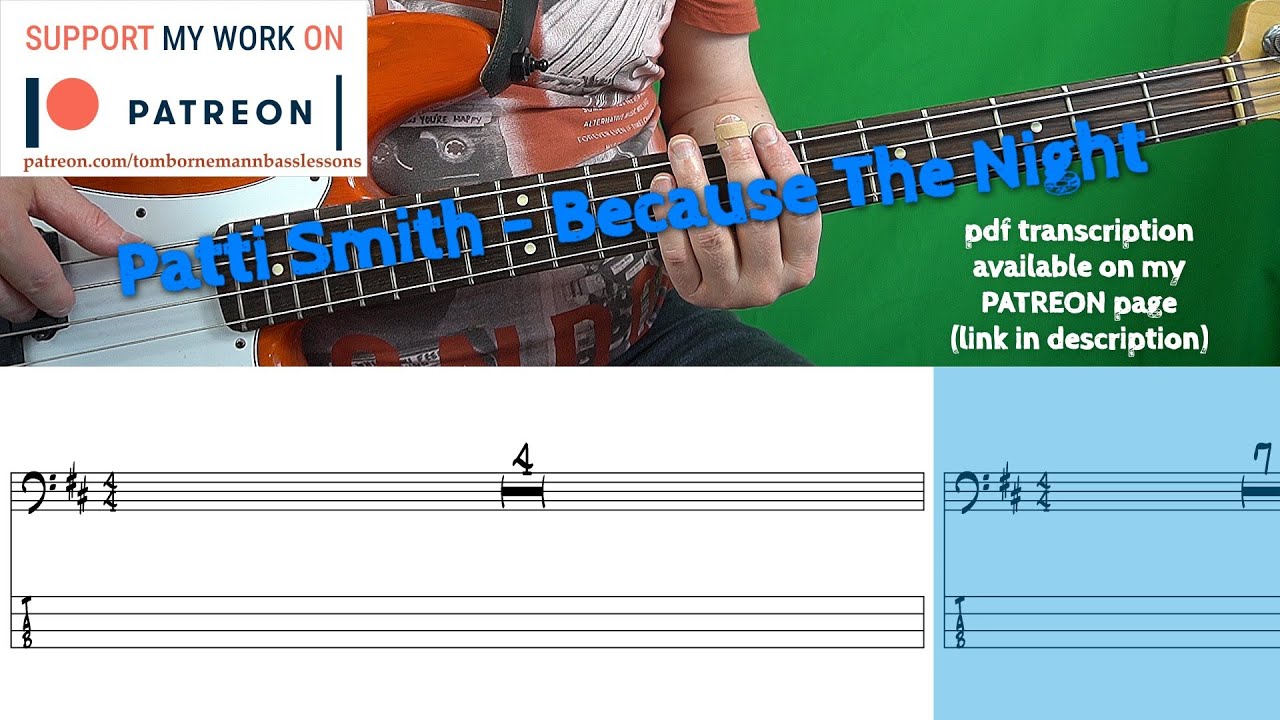 Patti Smith - Because The Night (Bass cover with tabs)