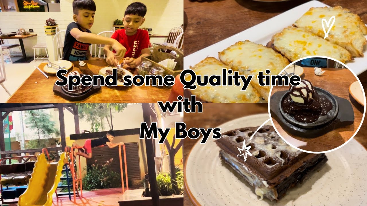 Delicious Day Out with My Boys: Chocolate Brownies, Waffles, and Garden Fun! 🍫🧇🌳