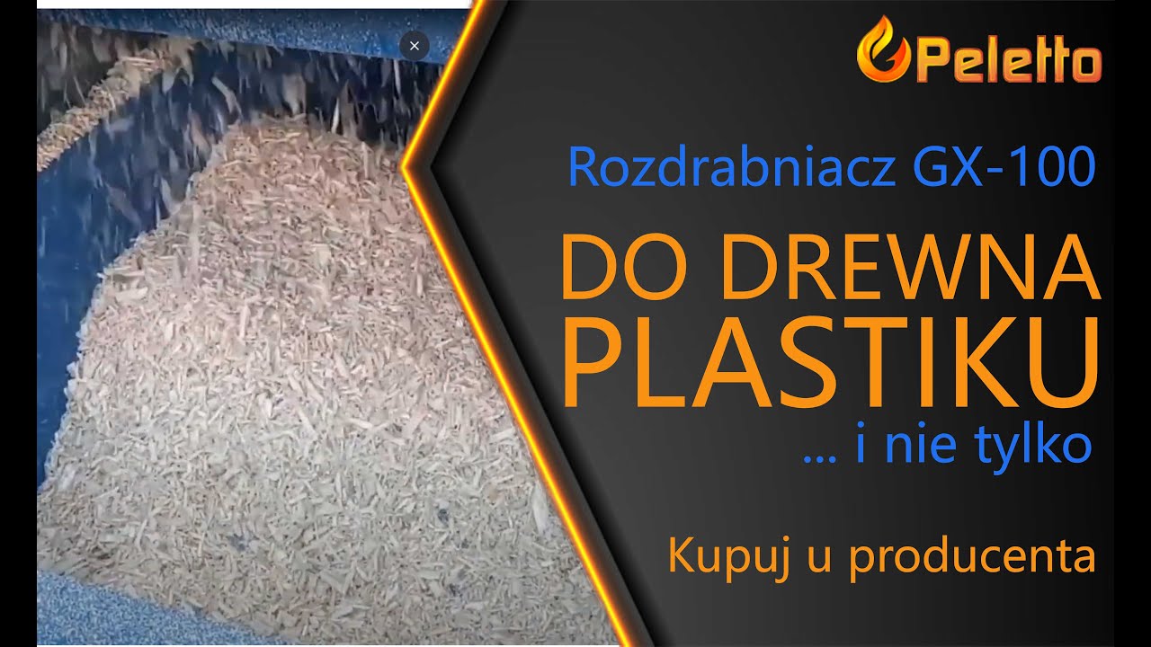 Mocny rozdrabniacz do grubego drewna, plastiku, tworzyw sztucznych GX-100 od Peletto.pl