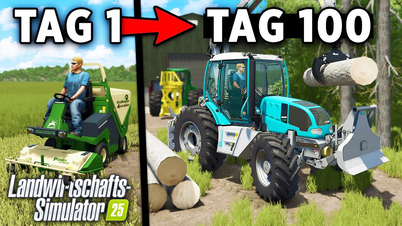 ÜBERLEBTE 100 Tage auf einer FLACHEN KARTE! Landwirtschafts-Simulator 25
