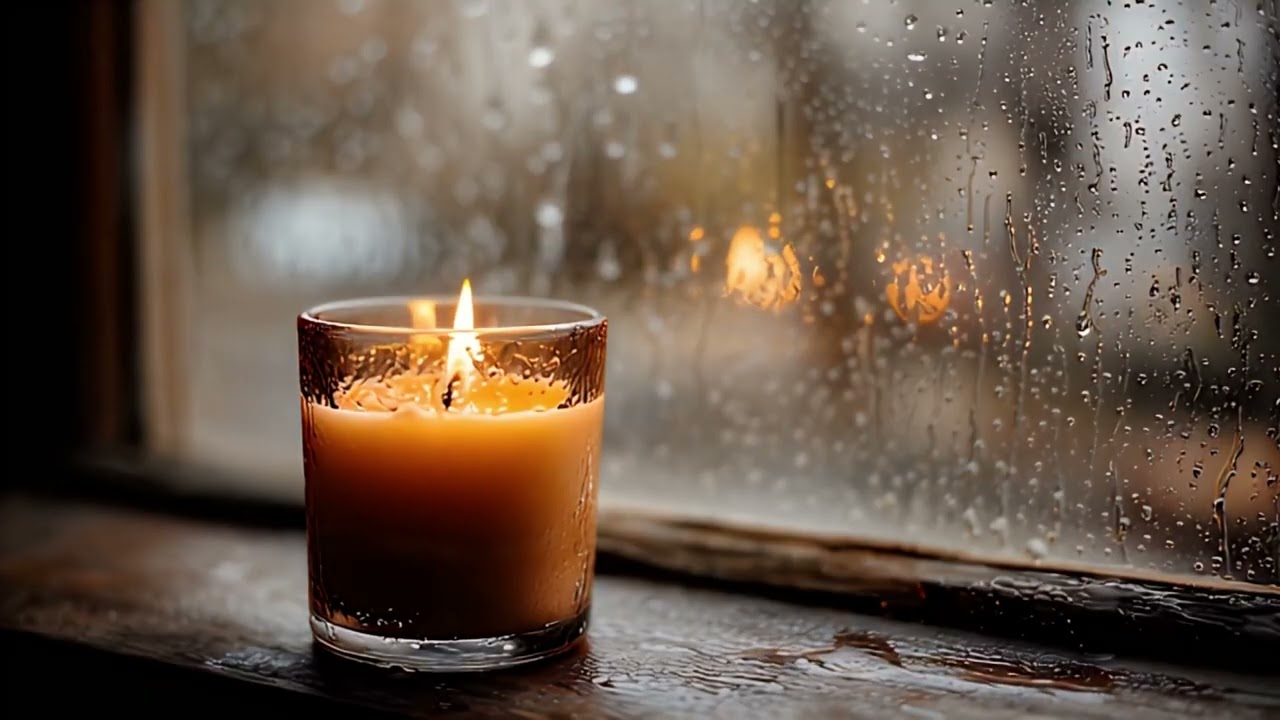 Rainy Day Window with Candle | Cozy Ambient Screensaver (No Music)