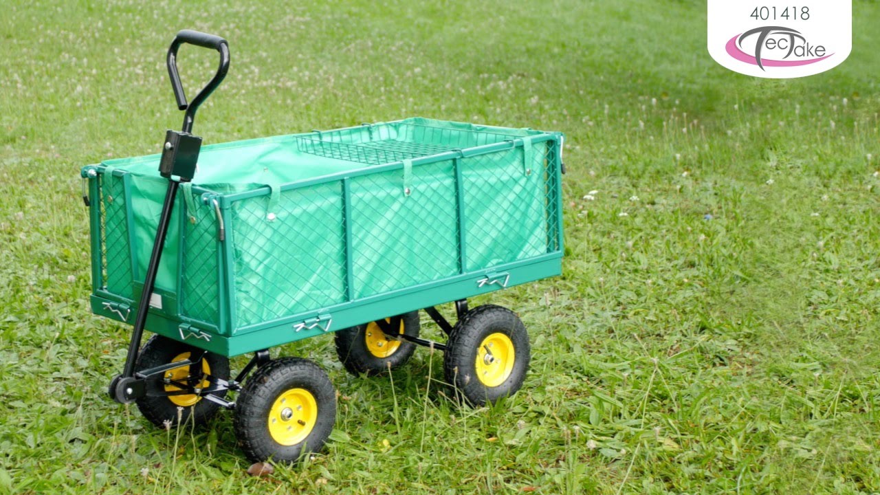 Chariot de jardin pliable XXL avec b&acirc;che et plateau | TecTake