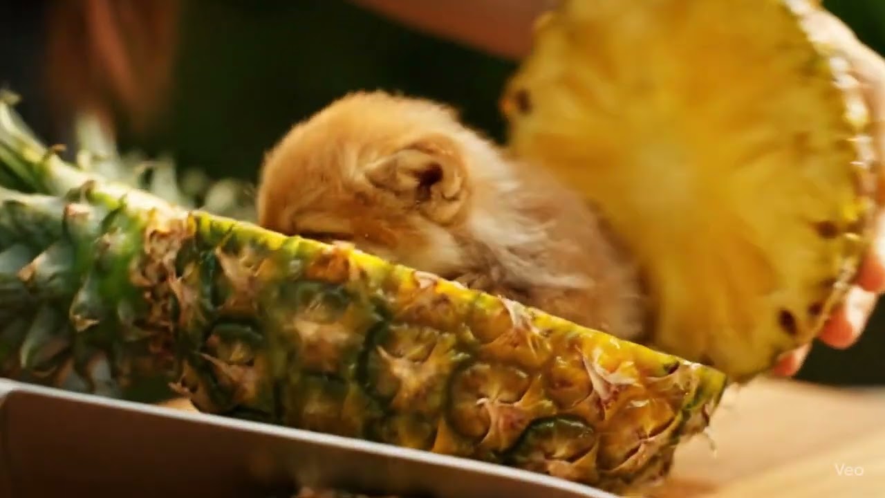 AI Creates Realistic Tiny Fox Emerging from Fruit | 8K Video 🦊🍎