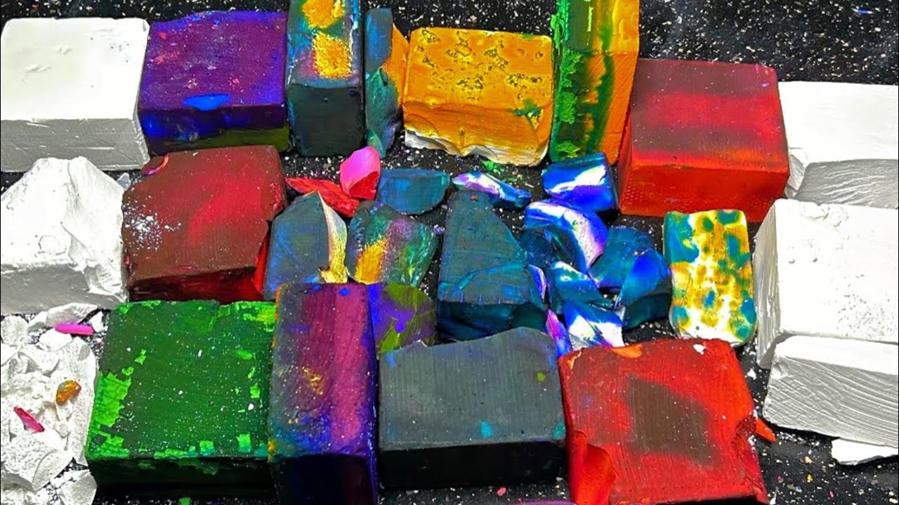 THE BEST Fluffy Crunchy Dyed & Fresh Gym Chalk Blocks Crushing | EXTREMELY FLUFFY & CRISPY ASMR