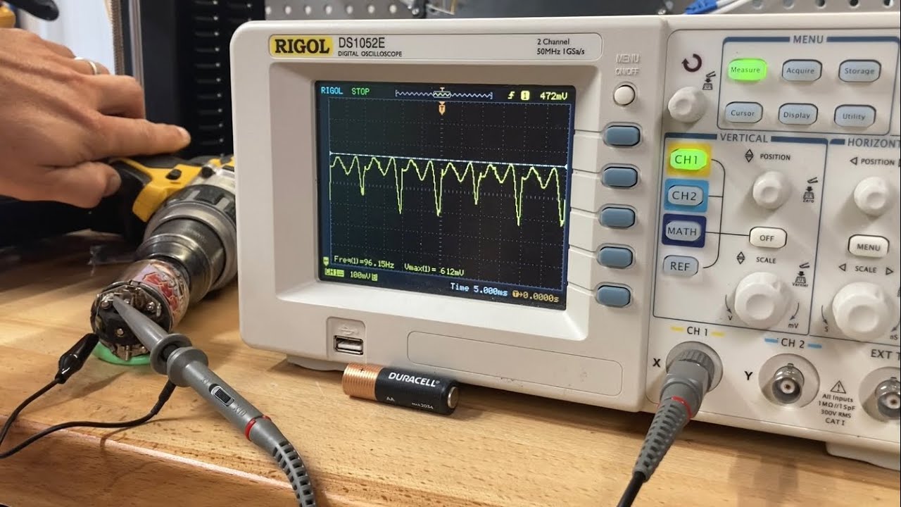 First use of the oscilloscope testing a motor