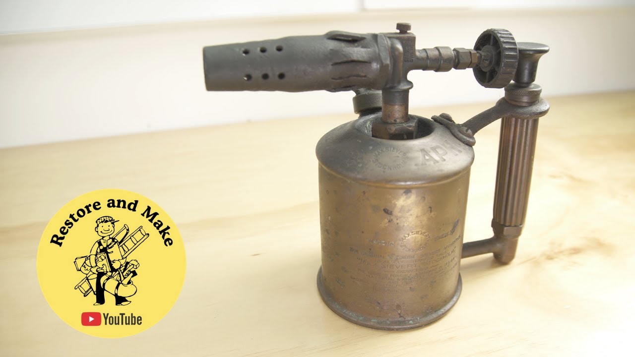 Vintage Tool Restoration -  Antique Max Sievert Brass Blowlamp restored - asmr