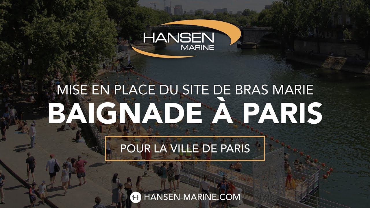 Site de baignade au Bras Marie, Paris : mise en place de l'ouvrage.